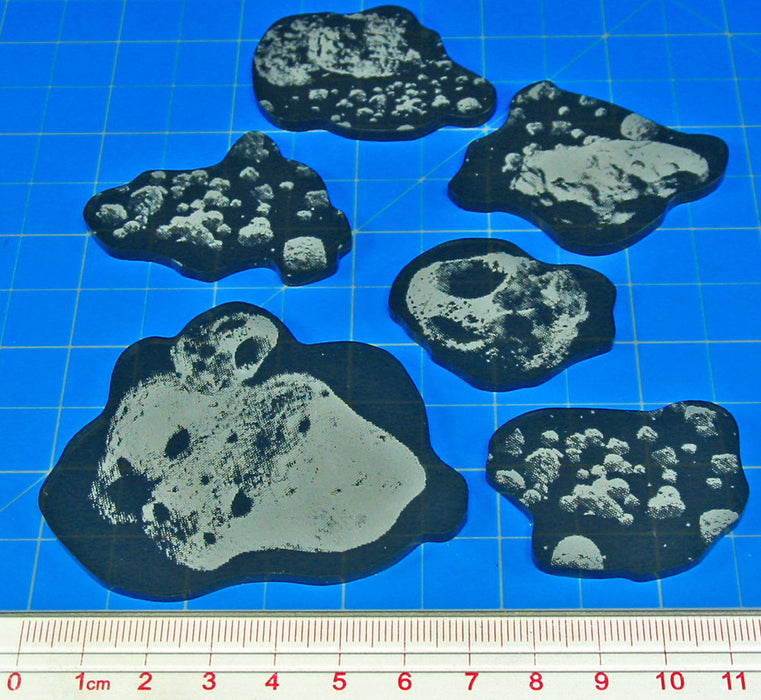 LITKO Space Fighter Asteroid Template Set, Translucent Grey (6)-Movement Gauges-LITKO Game Accessories
