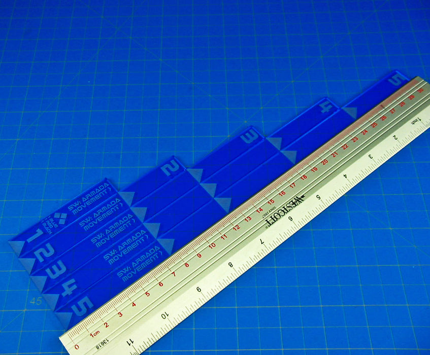 LITKO Range Movement Ruler Set Compatible with Star Wars: Armada, Fluorescent Blue (5)-Movement Gauges-LITKO Game Accessories