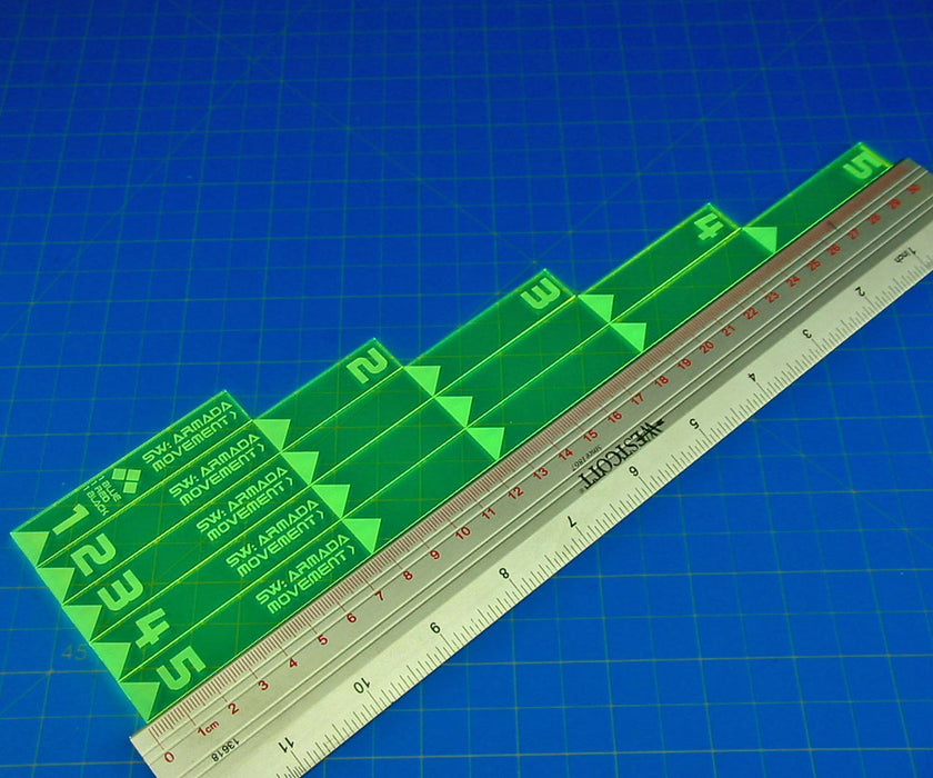 LITKO Range Movement Ruler Set Compatible with Star Wars: Armada, Fluorescent Green (5)-Movement Gauges-LITKO Game Accessories