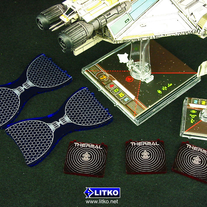 LITKO Space Fighter Con Net Templates, Translucent Blue (2)-Movement Gauges-LITKO Game Accessories