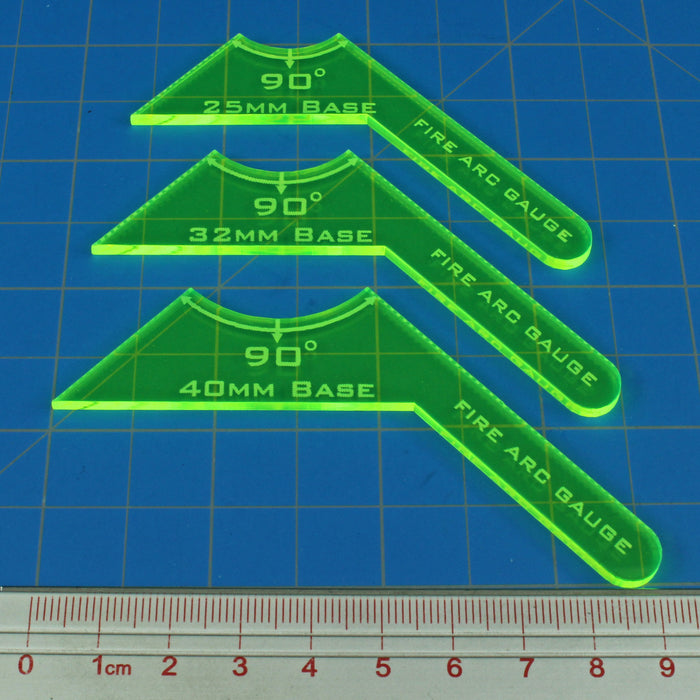 LITKO 90º Fire Arc Gauge Set, Fluorescent Green (3)-Movement Gauges-LITKO Game Accessories