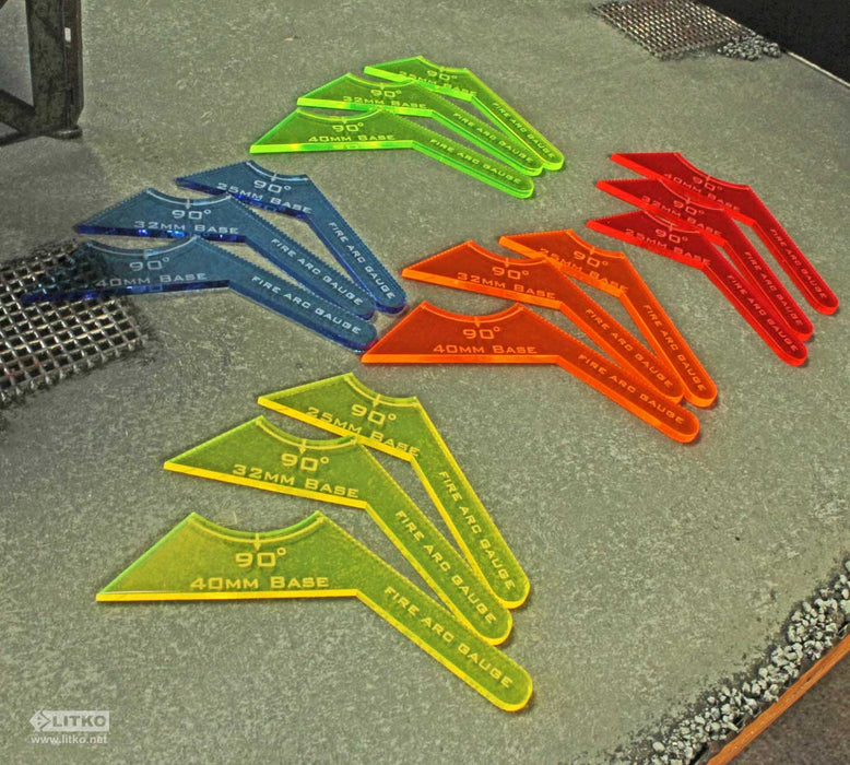 LITKO 90º Fire Arc Gauge Set, Fluorescent Orange (3)-Movement Gauges-LITKO Game Accessories