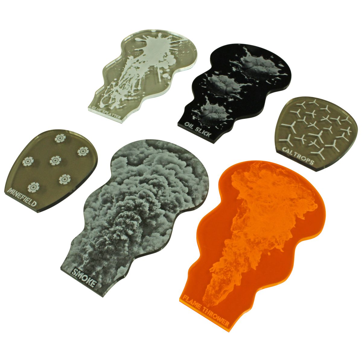 LITKO Gaslands Miniatures Game Weapon Effects Templates Set (6)-Movement Gauges-LITKO Game Accessories