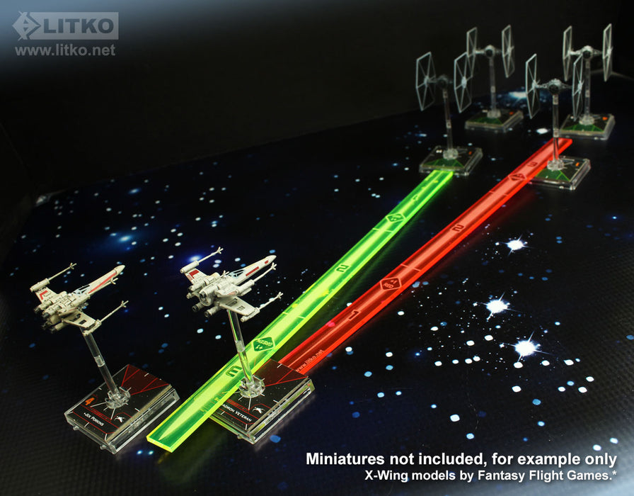 LITKO Space Fighter 2nd Edition Range Ruler Set, Fluorescent Green & Fluorescent Pink (2)-Range Fire Gauge-LITKO Game Accessories