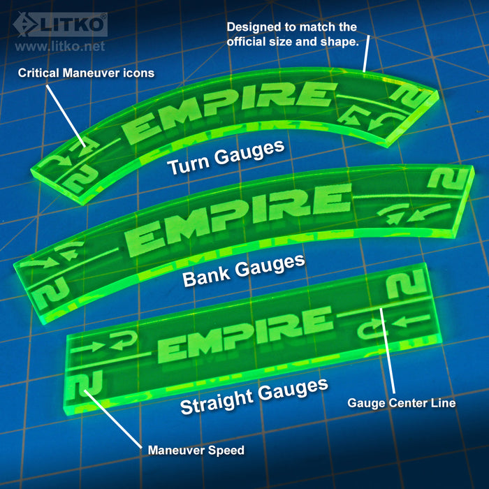 LITKO Space Fighter 2nd Edition Empire Maneuver Gauge Set, Fluorescent Green (11) - LITKO Game Accessories