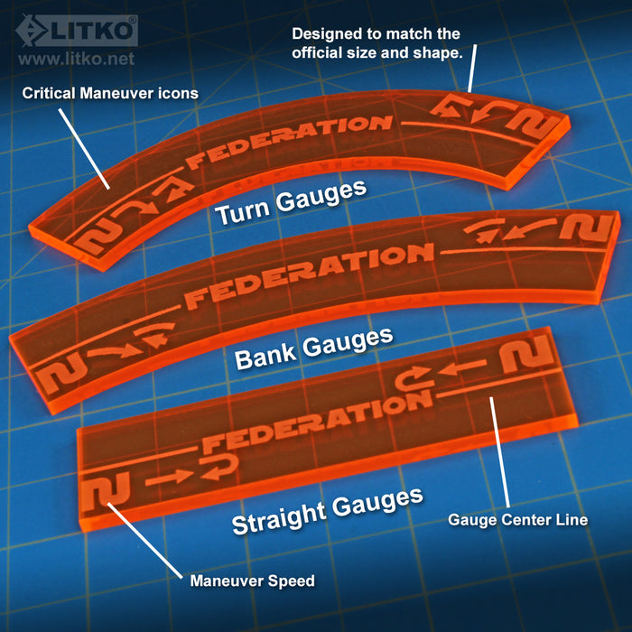 LITKO Space Fighter 2nd Edition Federation Maneuver Gauge Set, Fluorescent Orange (11) - LITKO Game Accessories