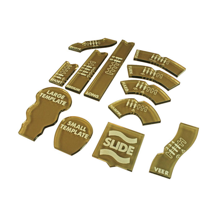 LITKO Half Scale Gaslands Miniatures Game Template Set, Translucent Bronze (12)-Movement Gauges-LITKO Game Accessories