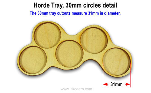 5-Figure 30mm Circle Horde Tray Set (5)-Movement Trays-LITKO Game Accessories