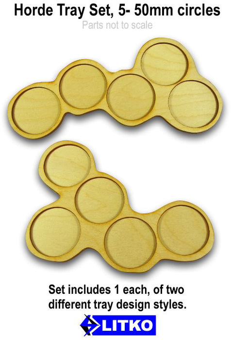 5-Figure 50mm Circle Horde Tray Set (2)-Movement Trays-LITKO Game Accessories