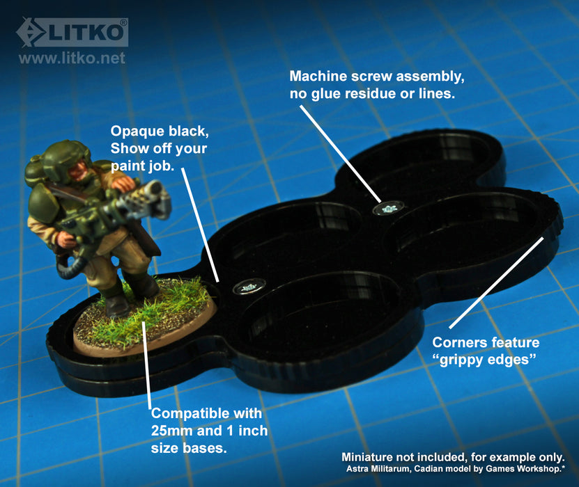 LITKO 5-Figure 25mm Circle Display Tray, Black - LITKO Game Accessories