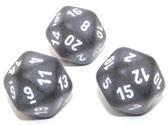 Frosted™ Polyhedral Smoke/white d20 (Single Die) - LITKO Game Accessories