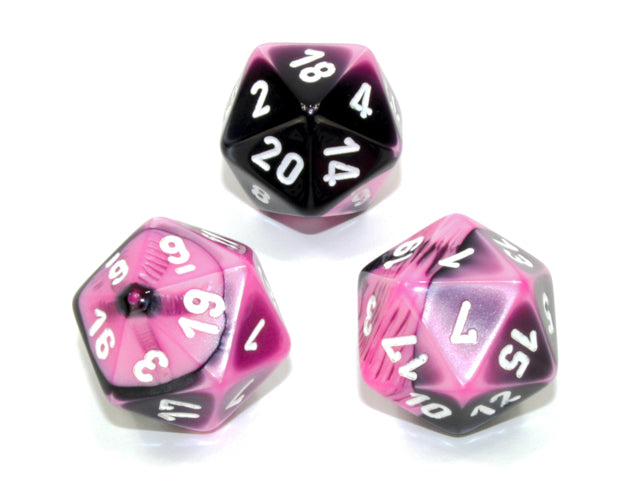 Gemini® Polyhedral Black-Pink/white d20 (Single Die)-Dice-LITKO Game Accessories