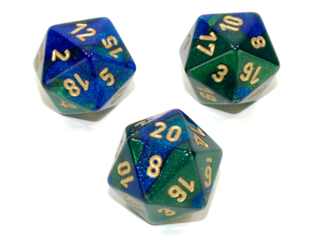 Gemini® Polyhedral Blue-Green/gold d20 (Single Die)-Dice-LITKO Game Accessories