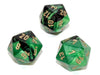 Gemini® Polyhedral Black-Green/gold d20 (Single Die)-Dice-LITKO Game Accessories