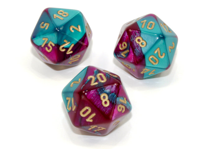 Gemini® Polyhedral Purple-Teal/gold d20 (Single Die)-Dice-LITKO Game Accessories