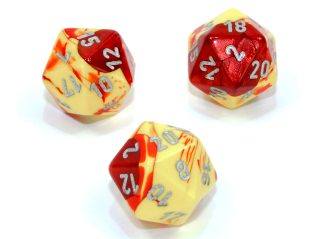 Gemini® Polyhedral Red-Yellow/silver d20 (Single Die)-Dice-LITKO Game Accessories