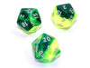 Gemini® Polyhedral Green-Yellow/silver d20 (Single Die)-Dice-LITKO Game Accessories