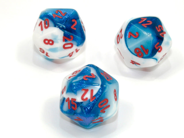 Gemini® Polyhedral Astral Blue-White/red d20 (Single Die)-Dice-LITKO Game Accessories