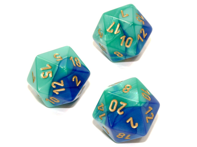 Gemini® Polyhedral Blue-Teal/gold d20 (Single Die)-Dice-LITKO Game Accessories