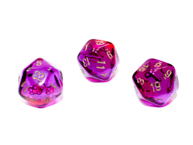 Gemini® Polyhedral Translucent Red-Violet w/gold d20 (Single Die)-Dice-LITKO Game Accessories