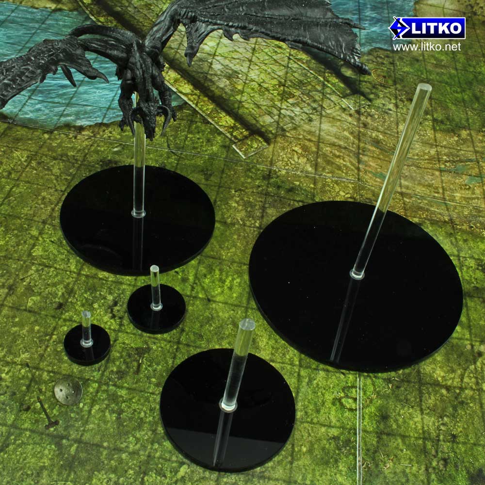 LITKO Large Figure RPG Flight Stands, 2-inch Circular Base & 2-inch Pegs (3)-Flight Stands-LITKO Game Accessories