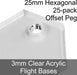 Flight Bases, Hexagonal, 25mm (Offset Peg), 3mm Clear (25)-Flight Stands-LITKO Game Accessories