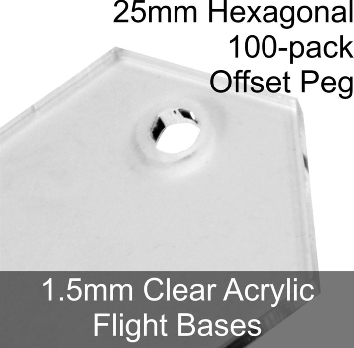 Flight Bases, Hexagonal, 25mm (Offset Peg), 1.5mm Clear (100)-Flight Stands-LITKO Game Accessories
