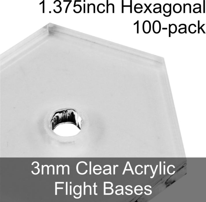 Flight Bases, Hexagonal, 1.375inch, 3mm Clear (100)-Flight Stands-LITKO Game Accessories