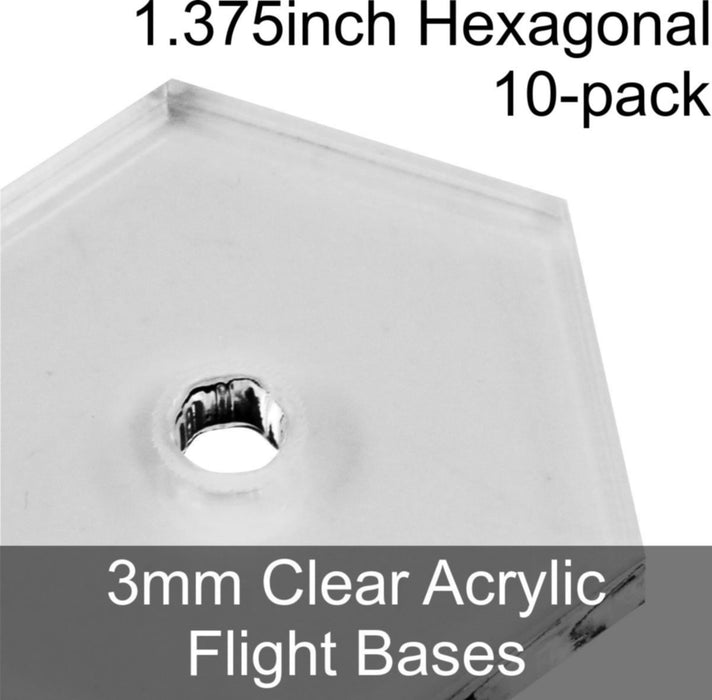 Flight Bases, Hexagonal, 1.375inch, 3mm Clear (10)-Flight Stands-LITKO Game Accessories