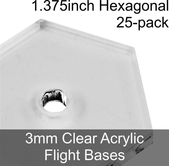 Flight Bases, Hexagonal, 1.375inch, 3mm Clear (25)-Flight Stands-LITKO Game Accessories