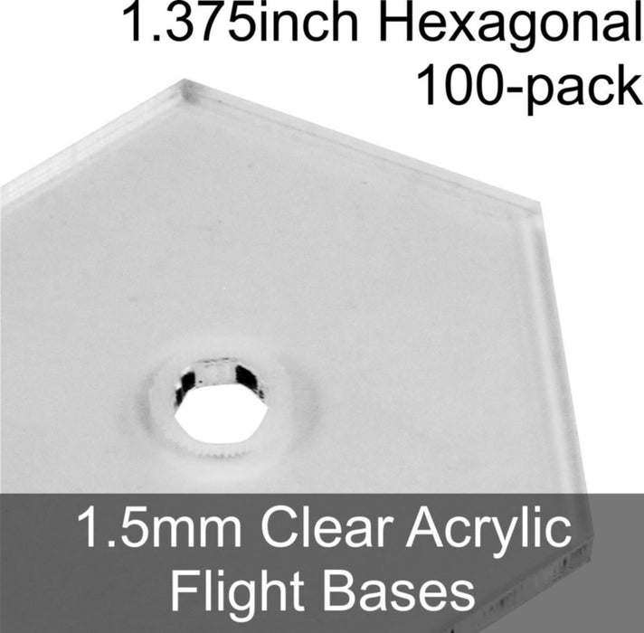 Flight Bases, Hexagonal, 1.375inch, 1.5mm Clear (100)-Flight Stands-LITKO Game Accessories