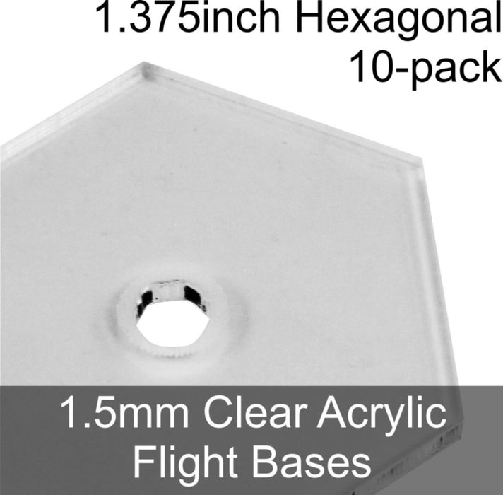 Flight Bases, Hexagonal, 1.375inch, 1.5mm Clear (10)-Flight Stands-LITKO Game Accessories