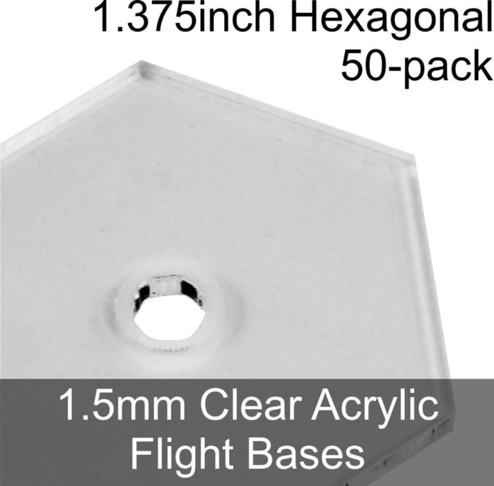 Flight Bases, Hexagonal, 1.375inch, 1.5mm Clear (50)-Flight Stands-LITKO Game Accessories
