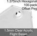Flight Bases, Hexagonal, 1.375inch (Offset Peg), 1.5mm Clear (100)-Flight Stands-LITKO Game Accessories