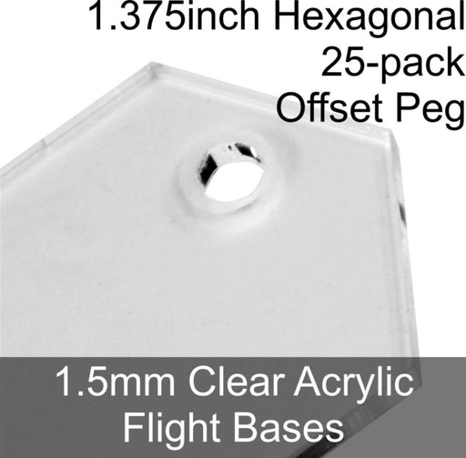 Flight Bases, Hexagonal, 1.375inch (Offset Peg), 1.5mm Clear (25)-Flight Stands-LITKO Game Accessories