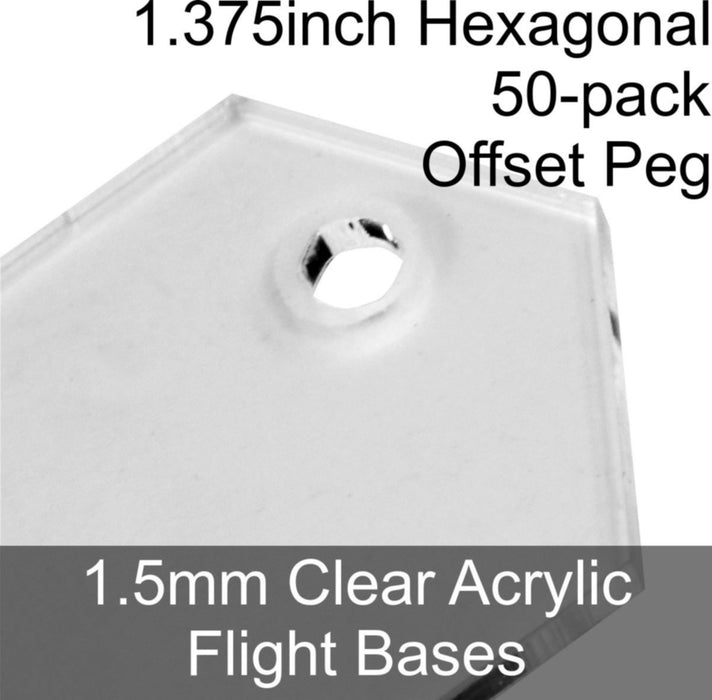 Flight Bases, Hexagonal, 1.375inch (Offset Peg), 1.5mm Clear (50)-Flight Stands-LITKO Game Accessories