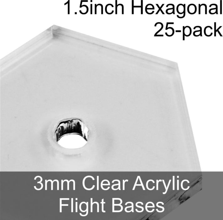 Flight Bases, Hexagonal, 1.5inch, 3mm Clear (25)-Flight Stands-LITKO Game Accessories