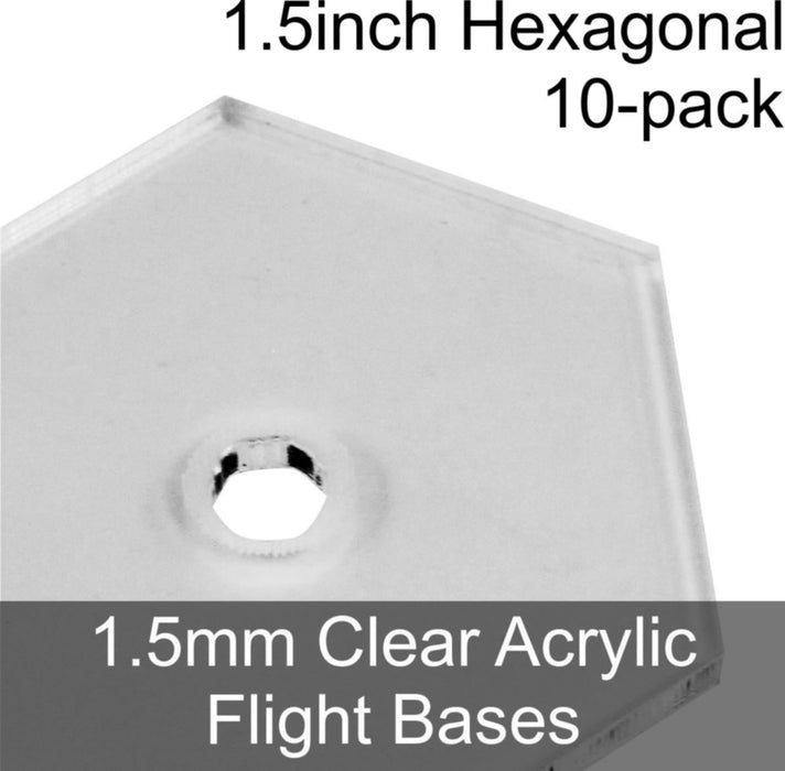 Flight Bases, Hexagonal, 1.5inch, 1.5mm Clear (10)-Flight Stands-LITKO Game Accessories