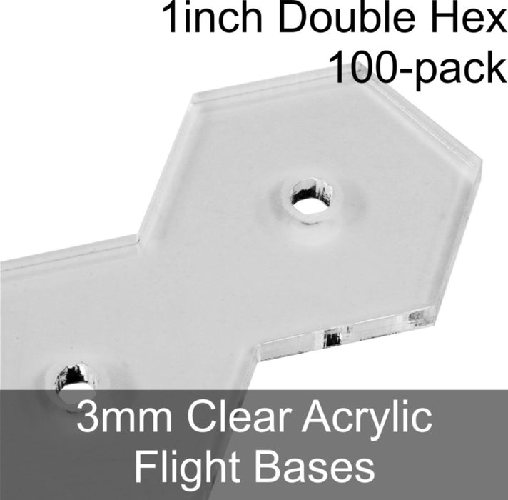 Flight Bases, Double Hex, 1inch, 3mm Clear (100)-Flight Stands-LITKO Game Accessories