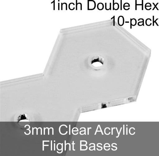 Flight Bases, Double Hex, 1inch, 3mm Clear (10)-Flight Stands-LITKO Game Accessories
