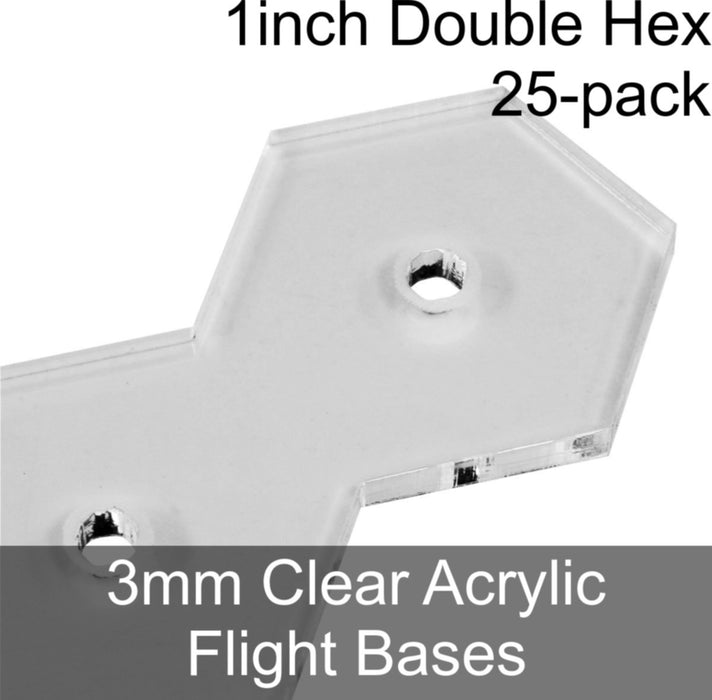 Flight Bases, Double Hex, 1inch, 3mm Clear (25)-Flight Stands-LITKO Game Accessories