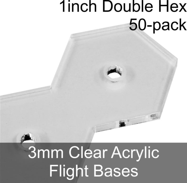 Flight Bases, Double Hex, 1inch, 3mm Clear (50)-Flight Stands-LITKO Game Accessories