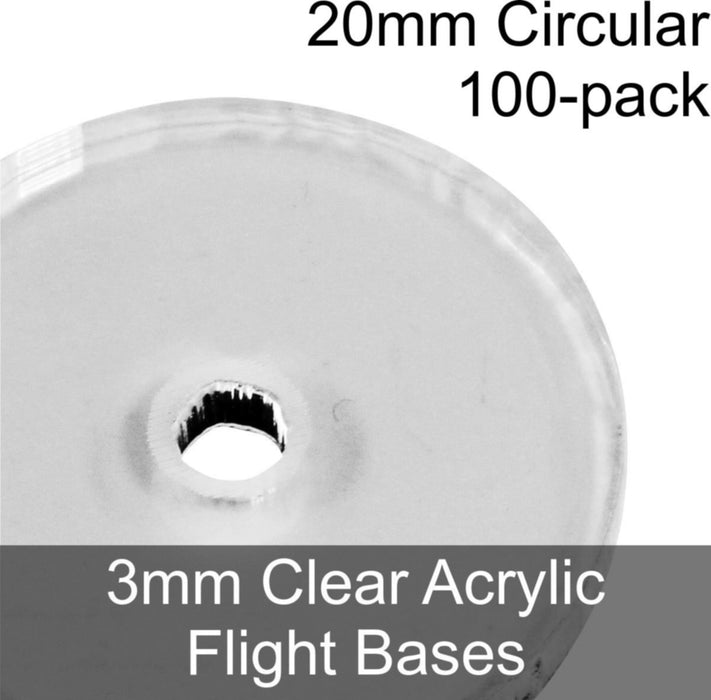 Flight Bases, Circular, 20mm, 3mm Clear (100)-Flight Stands-LITKO Game Accessories