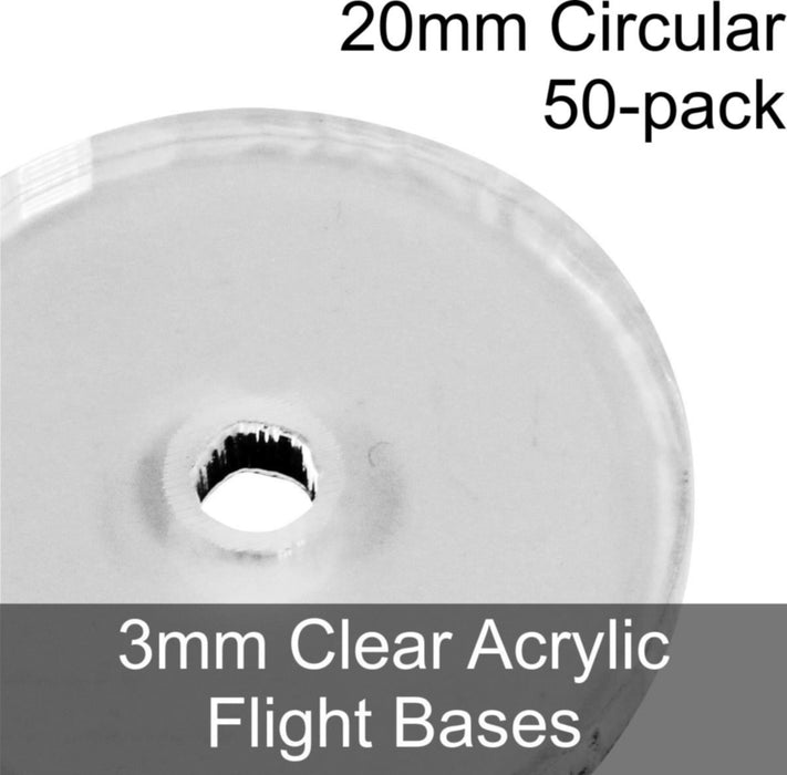 Flight Bases, Circular, 20mm, 3mm Clear (50)-Flight Stands-LITKO Game Accessories