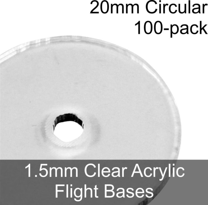 Flight Bases, Circular, 20mm, 1.5mm Clear (100)-Flight Stands-LITKO Game Accessories