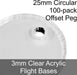 Flight Bases, Circular, 25mm (Offset Peg), 3mm Clear (100)-Flight Stands-LITKO Game Accessories