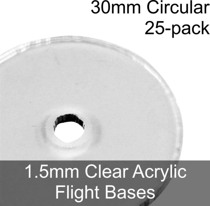 Flight Bases, Circular, 30mm, 1.5mm Clear (25) - LITKO Game Accessories