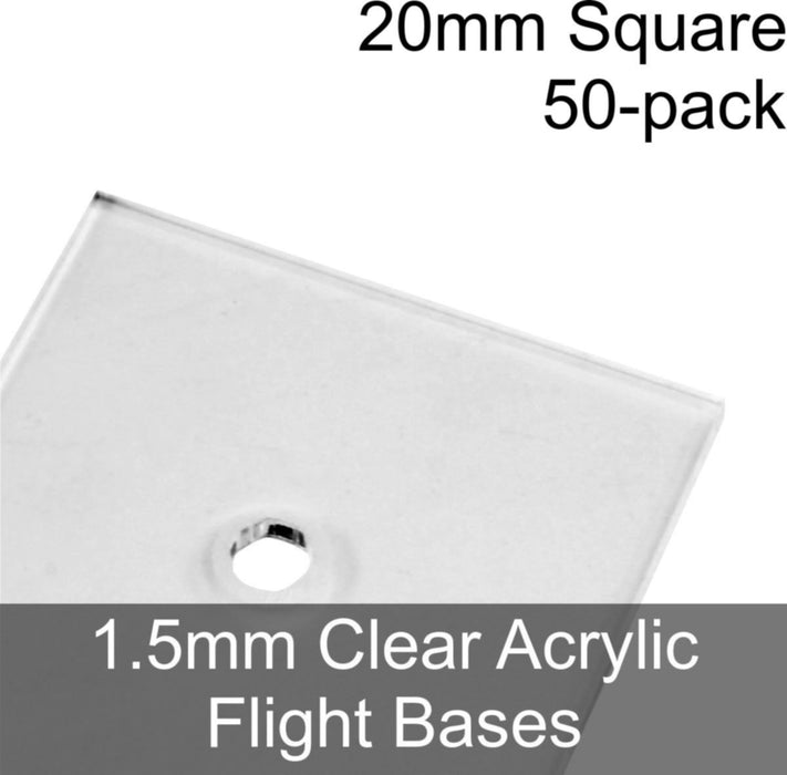 Flight Bases, Square, 20mm, 1.5mm Clear (50)-Flight Stands-LITKO Game Accessories