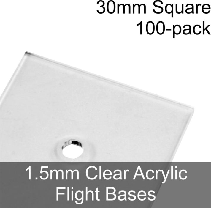 Flight Bases, Square, 30mm, 1.5mm Clear (100)-Flight Stands-LITKO Game Accessories
