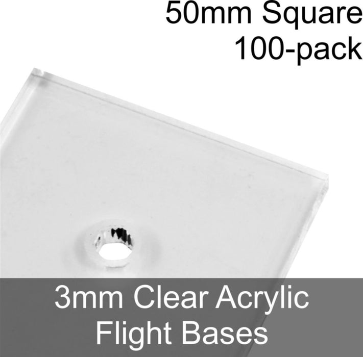 Flight Bases, Square, 50mm, 3mm Clear (100) - LITKO Game Accessories
